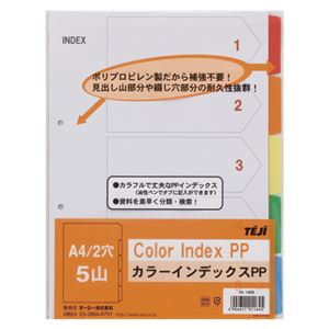 （業務用セット） テージー カラーインデックスPP A4判タテ型（2穴） IN-1405 1組入 【×10セット】 - 拡大画像