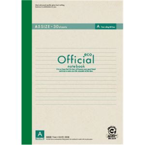 （業務用セット） アピカ オフィシャルノート 糸綴じノート A罫（7mm） エコタイプ 3A3FE 1冊入 【×30セット】 - 拡大画像