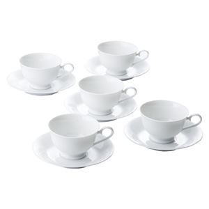 （業務用セット） 白磁丸反 コーヒー碗皿5客セット CI-70058 5客入 【×2セット】 - 拡大画像