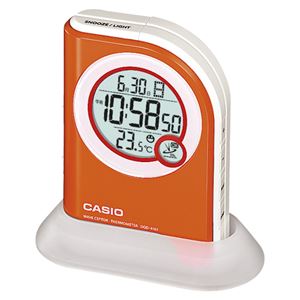 （業務用セット） カシオ 懐中電灯付き電波クロック DQD-410J-4JF オレンジ 1個入 【×2セット】 - 拡大画像