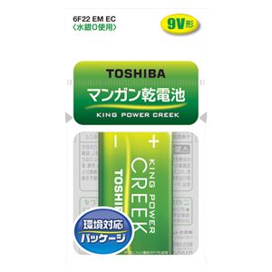 （業務用セット） 東芝 TOSHIBA マンガン乾電池 クリーク 6F22 EM EC 1本入 【×10セット】 - 拡大画像