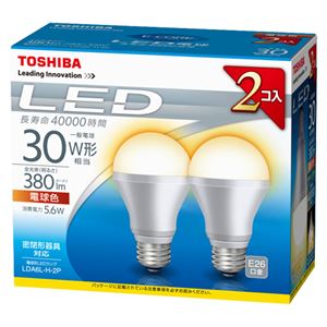 （業務用セット） 東芝 TOSHIBA E-CORE LED電球 一般電球形 下方向タイプ 全光束380lm LDA6L／H-2P 2個入 【×2セット】