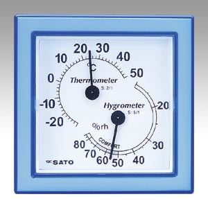 （業務用セット） 佐藤計量器 温湿度計ミニ 1006-00 ブルー 1個入 【×2セット】 - 拡大画像