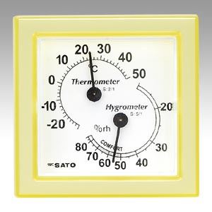 （業務用セット） 佐藤計量器 温湿度計ミニ 1006-30 イエロー 1個入 【×2セット】