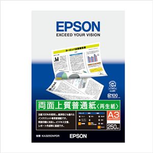 （業務用セット） エプソン EPSON純正プリンタ用紙 両面上質普通紙（再生紙） KA3250NPDR 250枚入 【×2セット】 - 拡大画像