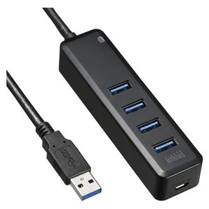 サンワサプライ 磁石付USB3.0ハブ 4ポート ブラック USB-3H405BK 商品写真