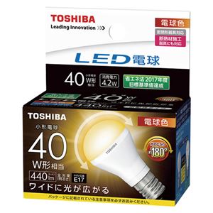 東芝ライテック LED電球 ミニクリプトン形 広配光タイプ 40W 電球色 LDA4L-G-E17/S/40W 商品写真