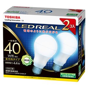 東芝 LED電球 一般電球形 全方向タイプ 485lm 昼白色2P LDA4N-G/40W-2P 商品写真