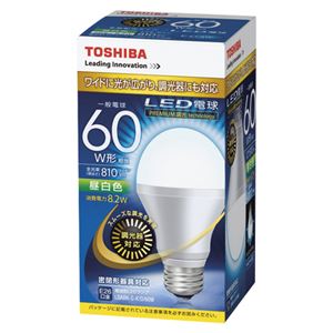 東芝 LED電球 一般電球形 810lm 調光器対応 昼白色 LDA8N-G-K／D／60W