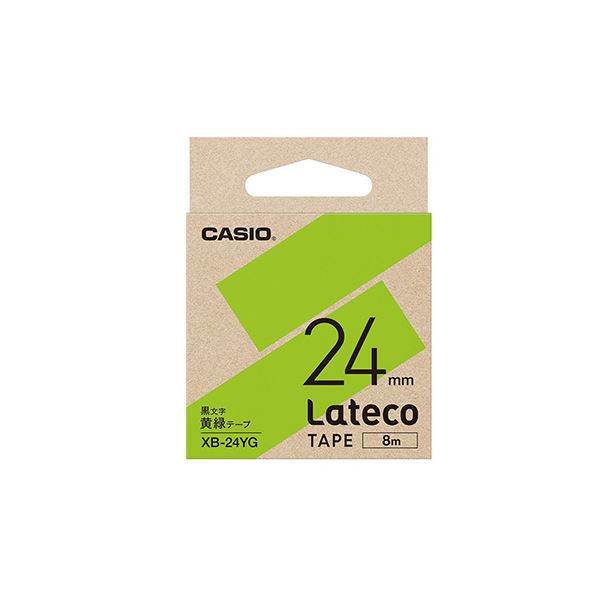 （まとめ） カシオ ラベルライター Lateco専用詰替用テープ 黄緑に黒文字 24mm (×3セット) b04