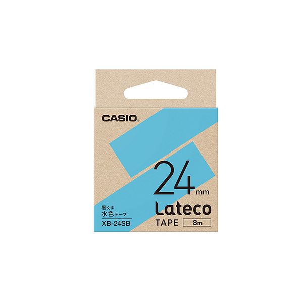 （まとめ） カシオ ラベルライター Lateco専用詰替用テープ 水色に黒文字 24mm (×3セット) b04