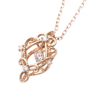 【鑑別書付】K18ピンクゴールド 天然ダイヤダイヤモンドペンダント/ネックレス0.13ct フラワーモチーフ 【鑑別書付】K18ピンクゴールド 天然ダイヤダイヤモンドペンダント/ネックレス0.13ct フラワーモチーフ