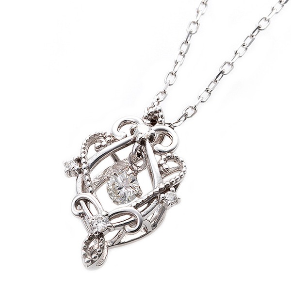 【鑑別書付】K18ホワイトゴールド 天然ダイヤネックレス ダイヤモンドペンダント/ネックレス0.13ct フラワーモチーフf00