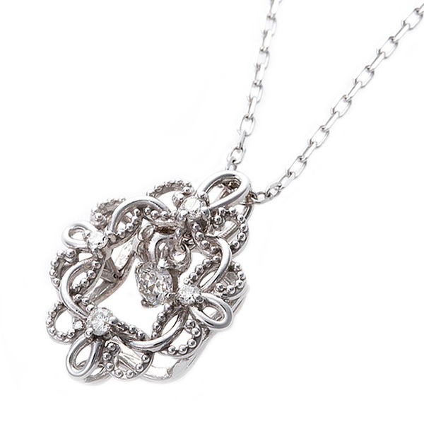 【鑑別書付】K18ホワイトゴールド 天然ダイヤネックレス ダイヤモンドペンダント/ネックレス0.13ct フラワーモチーフf00