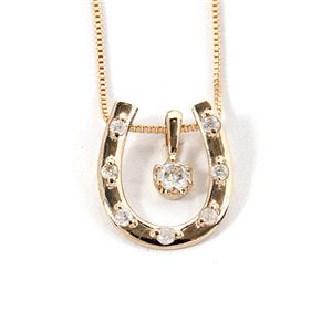 K18ピンクゴールド 天然ダイヤモンドネックレス 馬蹄型 ダイヤモンドペンダント/ネックレス0.1CT