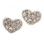 K18ピンクゴールド 天然ダイヤモンドピアス ハート パヴェピアス 0.1CT