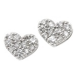 K18ホワイトゴールド 天然ダイヤモンドピアス ハート パヴェピアス 0.1CT