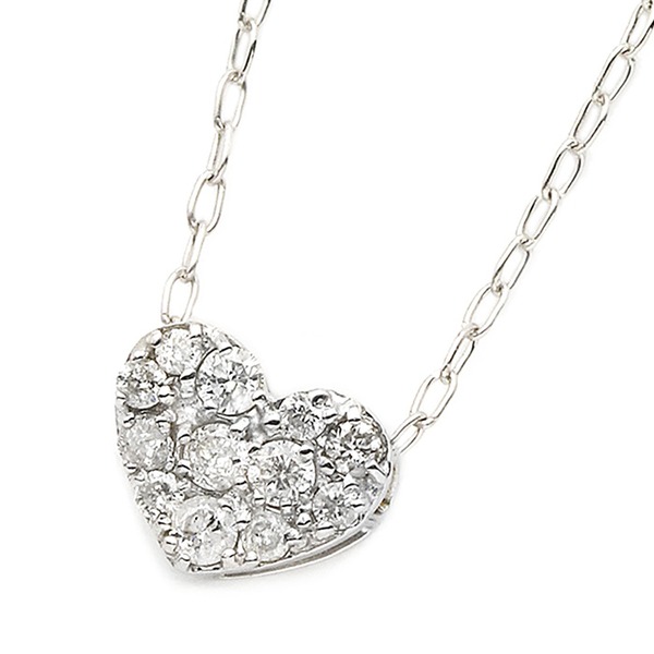 ダイヤモンド ネックレス K18 ホワイトゴールド 0.15ct ハート ダイヤパヴェネックレス ペンダントf00