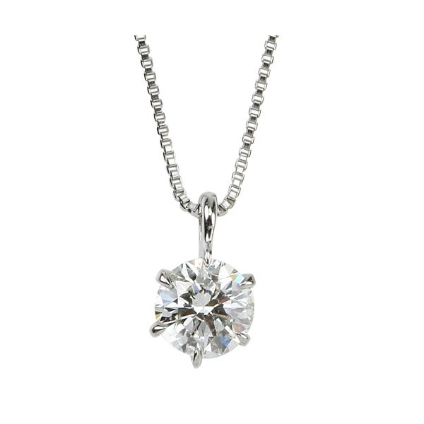 プラチナPT900 ダイヤネックレス 6本爪 (1.0ct/Hカラー/SI2/グッドカット)鑑定書付き 画像1