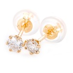 K18イエローゴールド 天然ダイヤモンドピアス 0.2ct シリコン製ダブルロックキャッチ仕様 定番人気商品