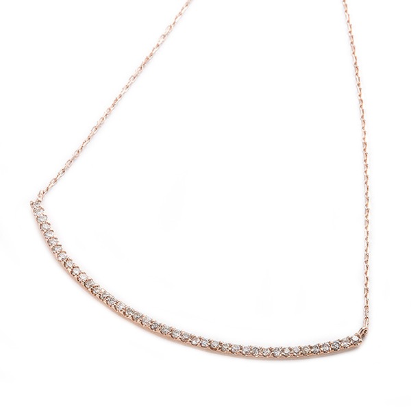 K10ピンクゴールド 天然ダイヤモンドペンダント/ネックレス 0.2ct(40石) 大人気デコルテラインデザイン 40cm 長さ調節可能(アジャスター付き)f00