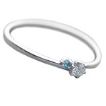 【鑑別書付】プラチナPT950　天然ダイヤリング　ダイヤ0.05ct　アイスブルーダイヤ0.01ct　ハート&キューピット（H&C） 8号　Hアップ　SIアップ　V字モチーフ