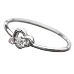 【鑑別書付】プラチナPT950　天然ダイヤリング　ダイヤ0.05ct　アイスブルーダイヤ0.01ct　ハート&キューピット（H&C） 9.5号　Hアップ　SIアップ　ハートモチーフ