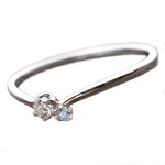 【鑑別書付】プラチナPT950　天然ダイヤリング　ダイヤ0.05ct　アイスブルーダイヤ0.01ct　ハート&キューピット（H&C） 10.5号　Hアップ　SIアップ　V字モチーフ