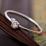 【鑑別書付】プラチナPT950　天然ダイヤリング　ダイヤ0.05ct　アイスブルーダイヤ0.01ct　ハート&キューピット（H&C） 8.5号　Hアップ　SIアップ　フラワーモチーフ