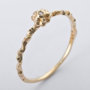 K10イエローゴールド　天然ダイヤリング 指輪　ダイヤ0.01ct　9号　アンティーク調　フラワーモチーフ 商品画像