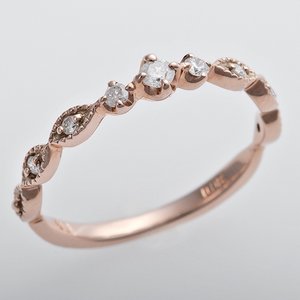 K10ピンクゴールド　天然ダイヤリング 指輪 ピンキーリング　ダイヤモンドリング 0.09ct　1.5号　アンティーク調　プリンセス - 拡大画像