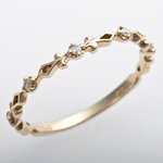 K10イエローゴールド　天然ダイヤピンキーリング　ダイヤ0.03ct　3号　アンティーク調　プリンセス