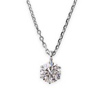 【鑑定書付】 ダイヤモンド ネックレス 一粒 K18 ホワイトゴールド 0.5ct ダイヤネックレス 6本爪 Kカラー I1クラス Poor 中央宝石研究所ソーティング済み