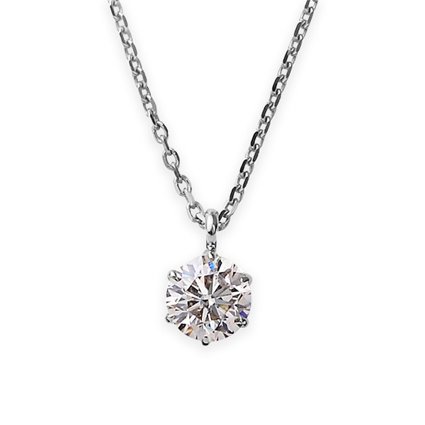 【鑑定書付】 ダイヤモンドペンダント/ネックレス 一粒 K18 ホワイトゴールド 0.5ct ダイヤネックレス 6本爪 Kカラー I1クラス Poor 中央宝石研究所ソーティング済みf00