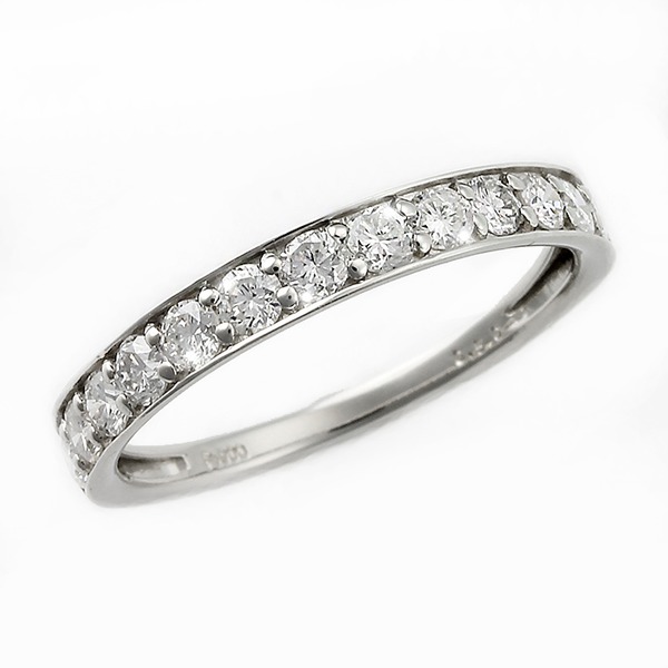ダイヤモンド リング ハーフエタニティ 大粒 1ct プラチナ Pt950 ダイヤ合計13石 ハーフエタニティリング サイズ#7 7号f00