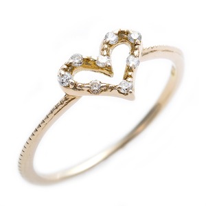 ダイヤモンド ピンキーリング K10 イエローゴールド ダイヤモンドリング 0.05ct 4.5号 アンティーク調 ハートモチーフ プリンセス 指輪 商品画像