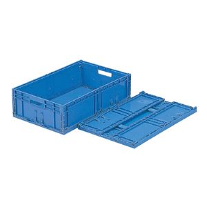 三甲(サンコー) F-Box(折りたたみコンテナボックス/オリコン) 内倒れ方式 122 無地 ブルー(青) - 拡大画像