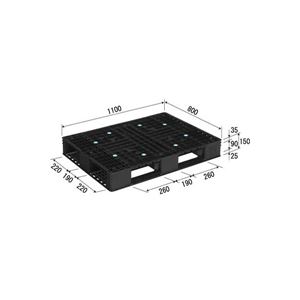 三甲（サンコー） プラスチックパレット（プラパレ） D4-811-3 ブラック