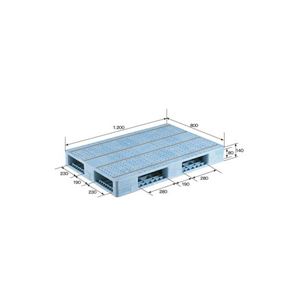 三甲(サンコー) プラスチックパレット/プラパレ 【両面使用型】 段積み可 R4-812F ライトブルー(青) - 拡大画像