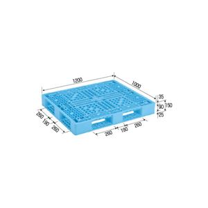 三甲(サンコー) プラスチックパレット/プラパレ 【片面使用型】 D4-1012-11 ライトブルー(青) - 拡大画像