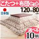 ミッドセンチュリー天然木こたつ 120×80cm+国産こたつ布団 2点セット 4尺長方形 継ぎ足 こたつ布団 B_サークル・ブラウン