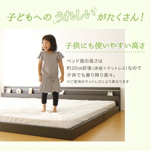 日本製 連結ベッド 照明付き フロアベッド ワイドキングサイズ280cm(D+D) (ベッドフレームのみ)『NOIE』ノイエ ダークブラウン 日本製 連結ベッド 照明付き フロアベッド ワイドキングサイズ280cm(D+D) (ベッドフレームのみ)『NOIE』ノイエ ダークブラウン