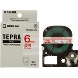 (業務用5セット) キングジム テプラPROテープ/ラベルライター用テープ 【幅：6mm】 ST6R 透明に赤文字 - 拡大画像