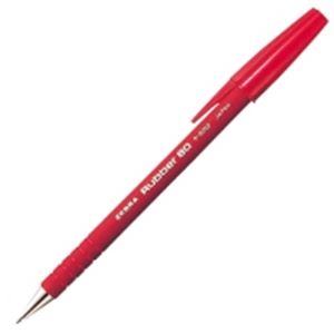 （業務用5セット）ゼブラ ZEBRA 油性ボールペン ラバー80 R-8000 赤 10本 ×5セット - 拡大画像