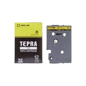 (業務用30セット) キングジム テプラTRテープ TC12Y 黄に黒文字 12mm 商品画像