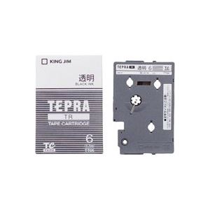 (業務用30セット) キングジム テプラTRテープ TT6K 透明に黒文字 6mm - 拡大画像