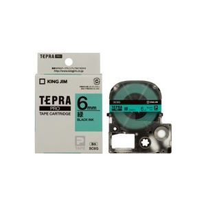 (業務用5セット) キングジム テプラPROテープ/ラベルライター用テープ (幅：6mm) SC6G 緑に黒文字 b04