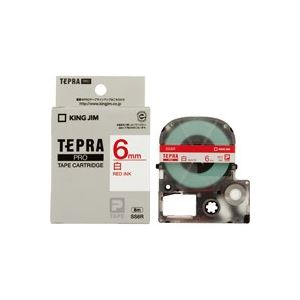 (業務用5セット) キングジム テプラPROテープ/ラベルライター用テープ 【幅：6mm】 SS6R 白に赤文字 - 拡大画像