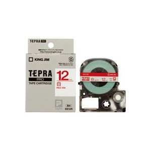 (業務用5セット) キングジム テプラPROテープ/ラベルライター用テープ 【幅：12mm】 SS12R 白に赤文字 - 拡大画像