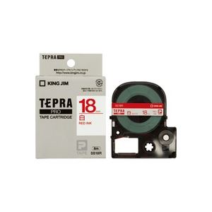 (業務用30セット) キングジム テプラPROテープ/ラベルライター用テープ 【幅：18mm】 SS18R 白に赤文字 - 拡大画像